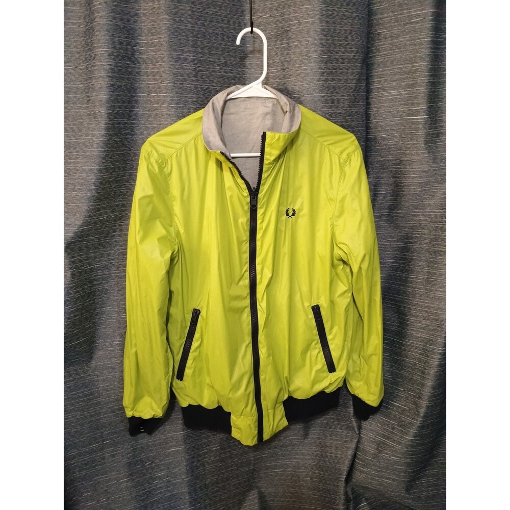 Fred Perry Reversible Bomber Jacket Lightweight Yellow Gray Men's Size L